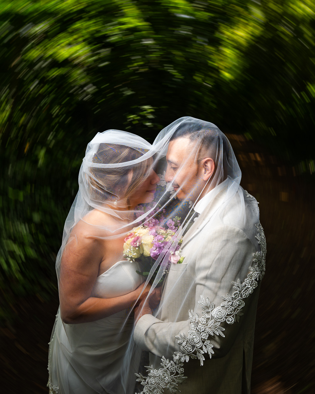 Bridal portrait at golden hour